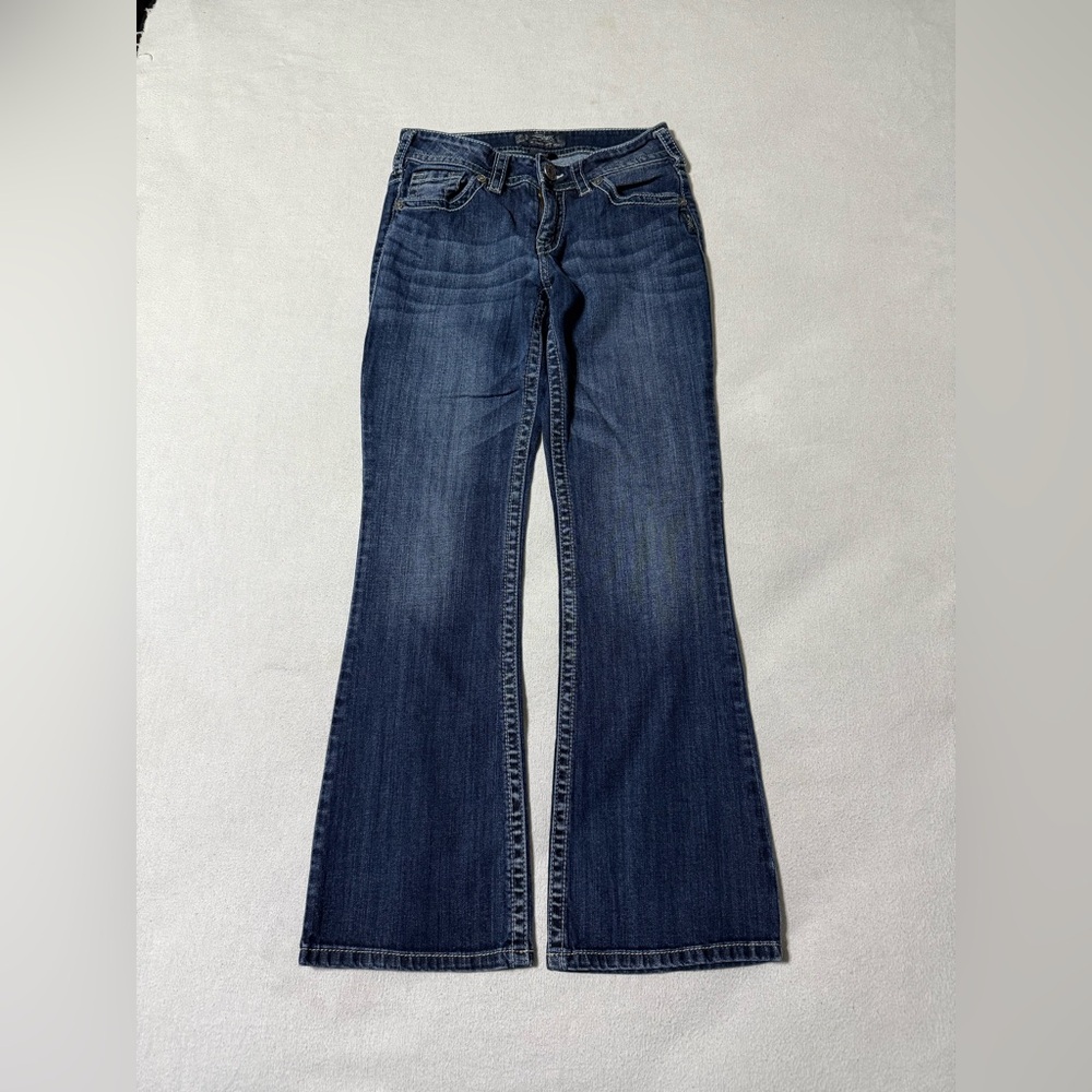 Silver Suki Jeans Womens 27x28 Blue Bootcut Low Rise Stretch Denim - Picture 1 of 10